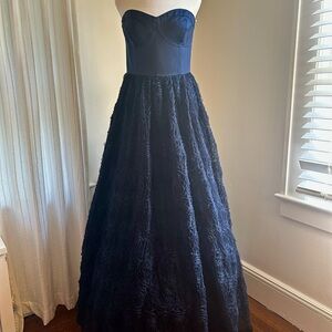 Adrianna Papell Blue Strapless Sweetheart Gown